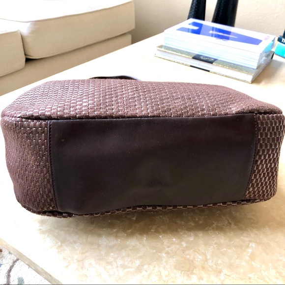 NWOT Talbots Leather & Woven Cloth Shoulder Bag - Picture 3 of 8